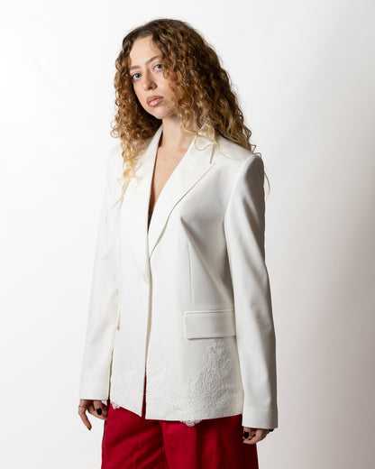 Giacca blazer Twinset Actitude monopetto con ricami in pizzo donna