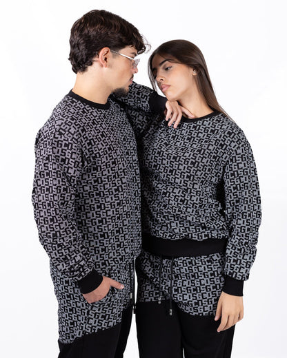 Felpa GCDS girocollo "Logo Monogram All-over"