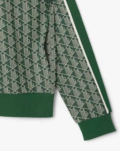 Felpa Lacoste con zip logata allover uomo
