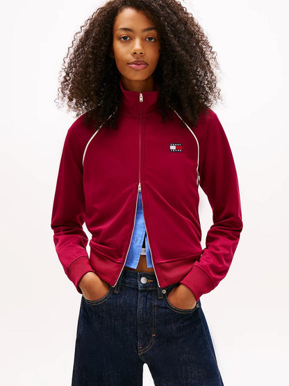 Felpa Tommy Jeans fullzip in acetato "Badge Track" donna