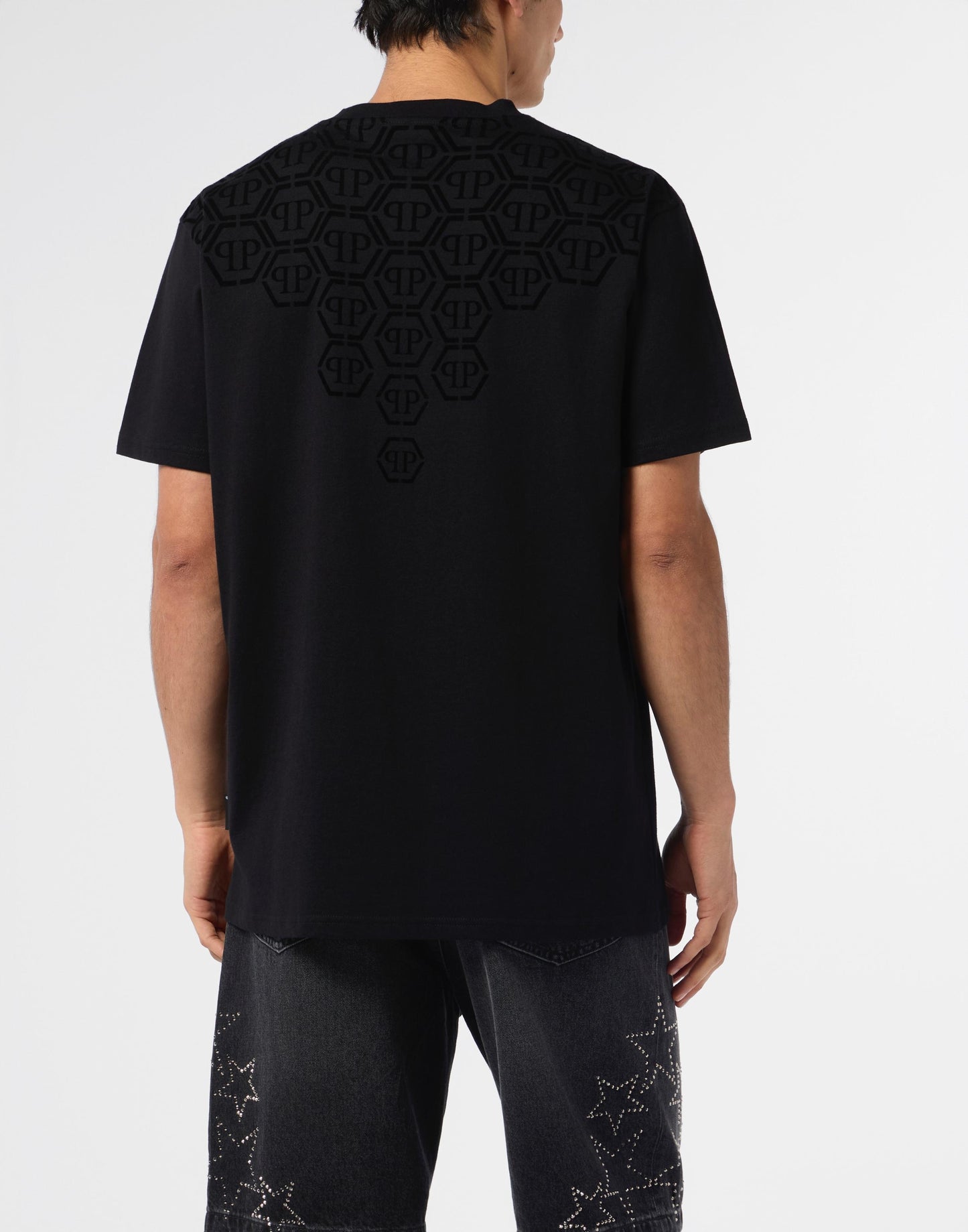 T-Shirt Philipp Plein con logo Degrade Monogram applicazione e velluto