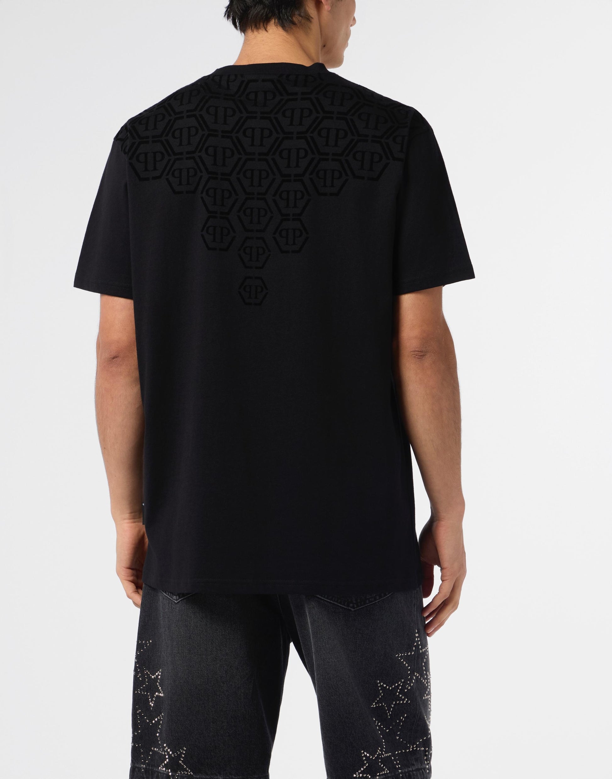 T-Shirt Philipp Plein con logo Degrade Monogram applicazione e velluto
