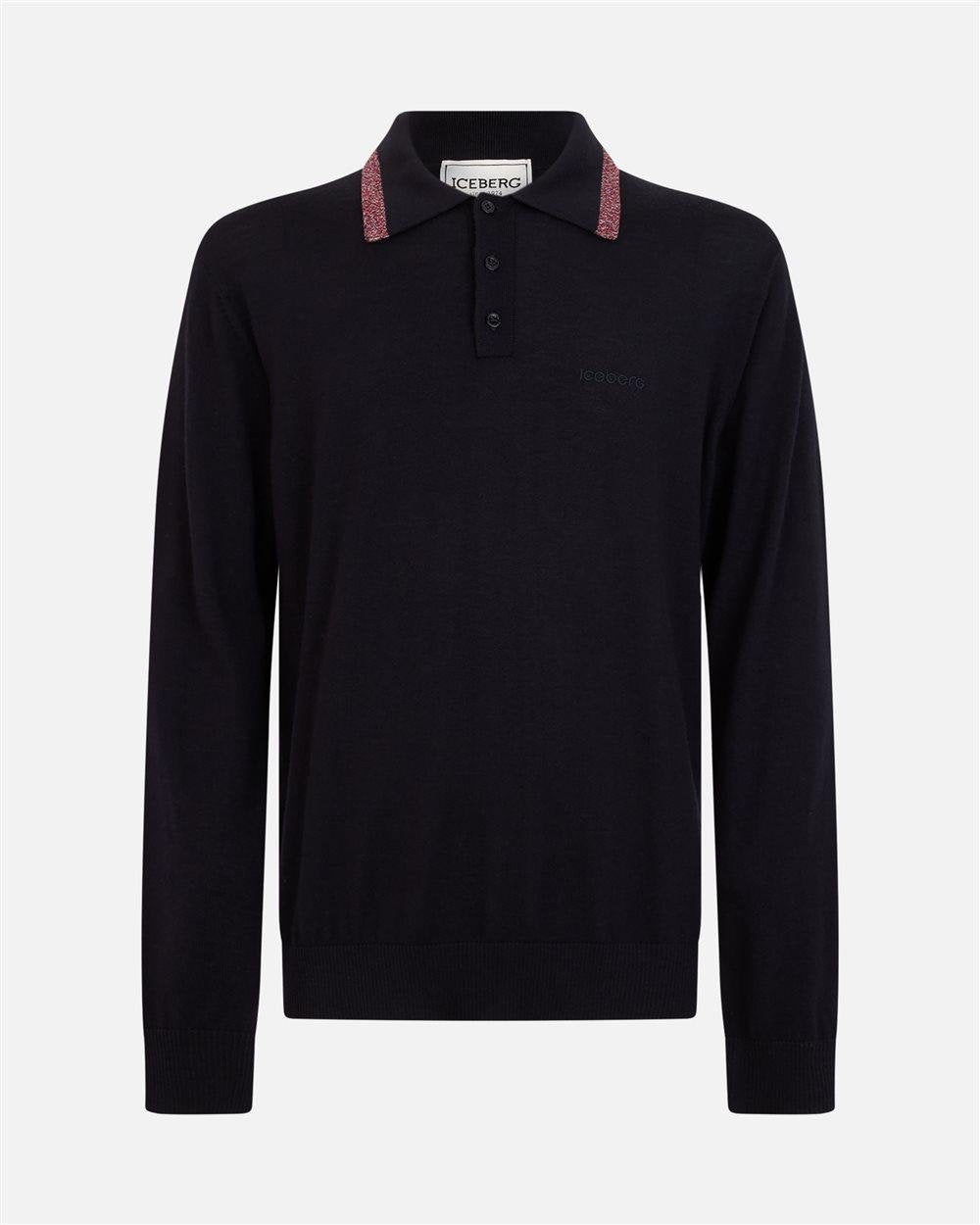Maglia polo Iceberg in lana con logo ricamato