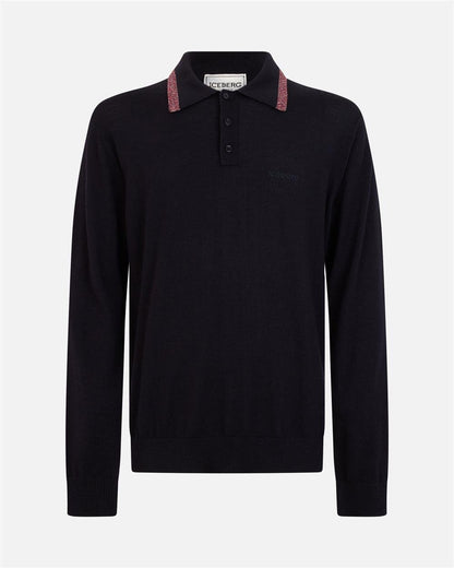 Maglia polo Iceberg in lana con logo ricamato