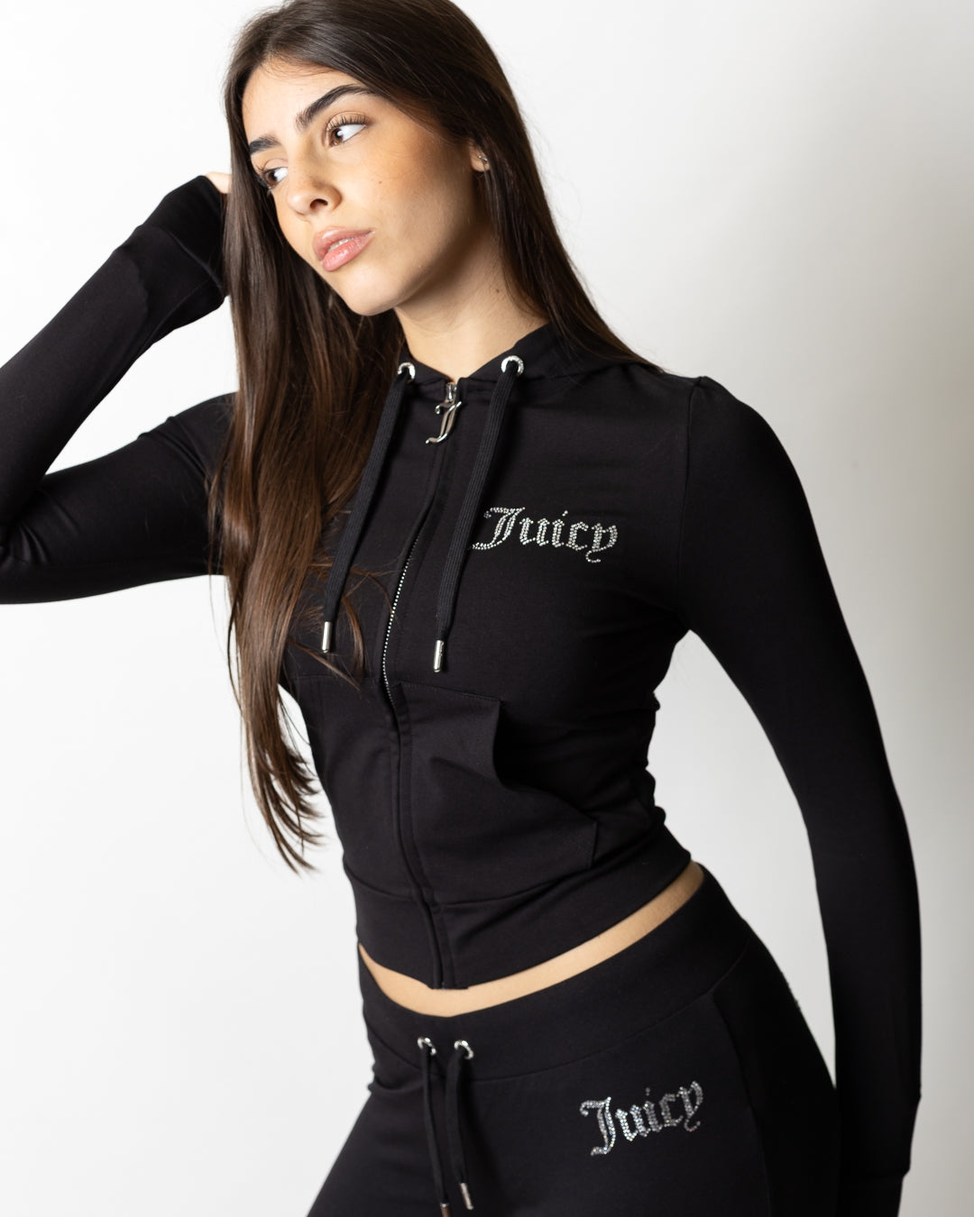 Felpa Juicy Couture fullzip con cappuccio "Oola Diamante" donna