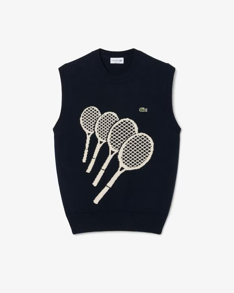 Gilet Lacoste in maglia con ricamo uomo