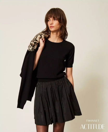 Giacca Twinset Actitude con colletto faux far e maglia donna