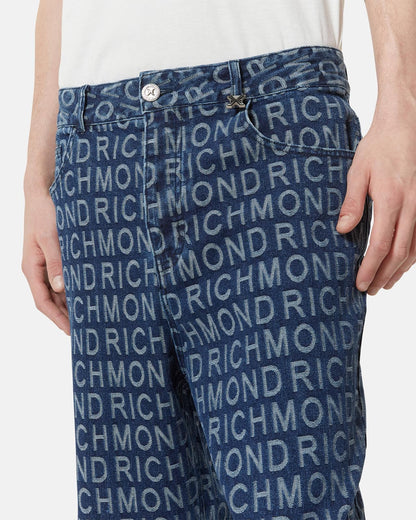 Jeans Richmond X svasato con logo all-over uomo