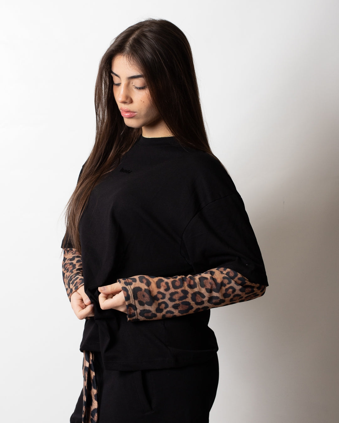 Maglia Disclaimer con maniche animalier donna