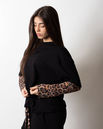 Maglia Disclaimer con maniche animalier donna