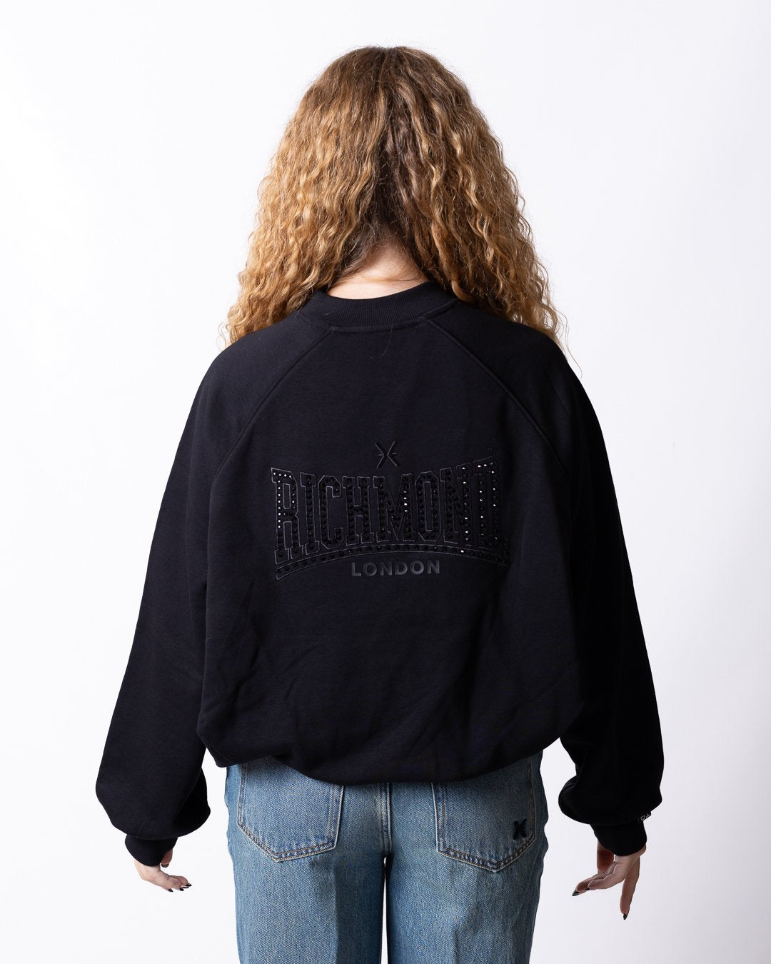Felpa Richmond X full zip con logo "Richmond X" in strass e ricami
