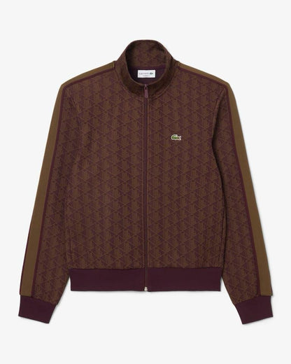 Felpa Lacoste con zip logata allover uomo