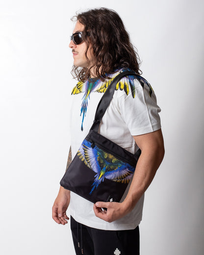 Tracolla Marcelo Burlon in nylon con logo wings colorfull