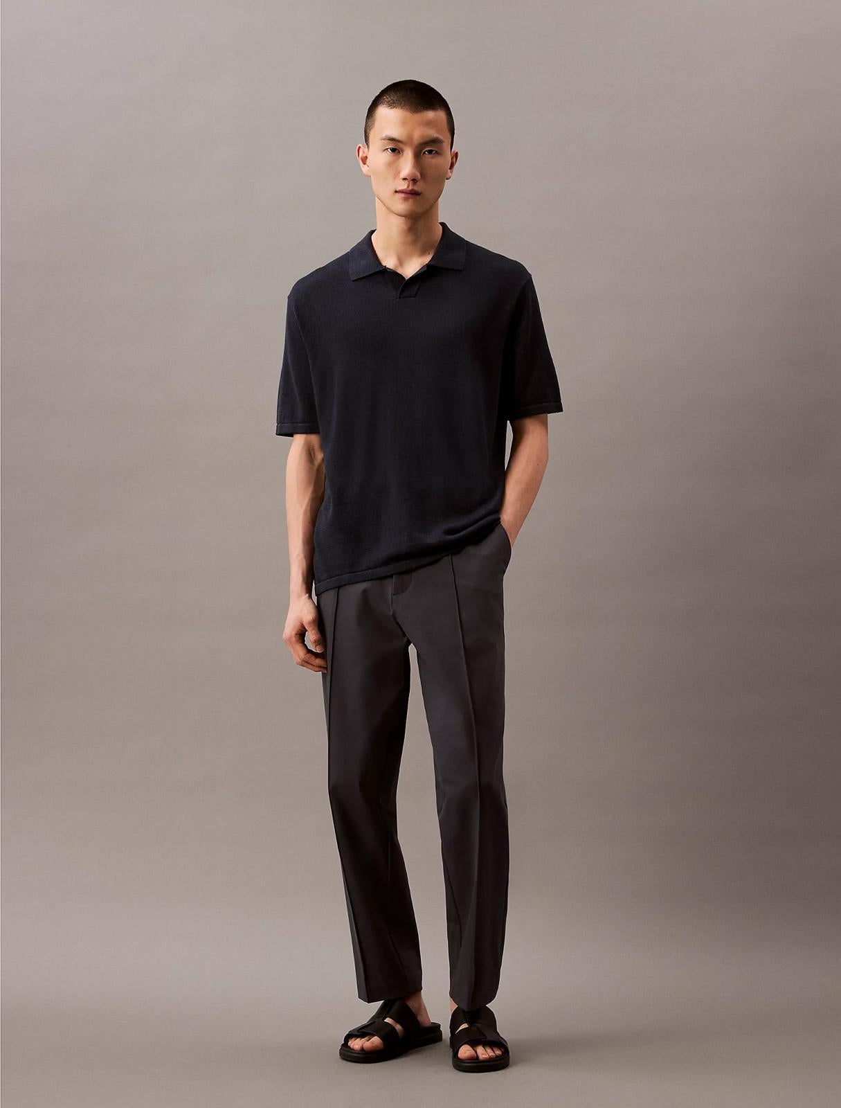 Polo Calvin Klein in misto lino e seta uomo