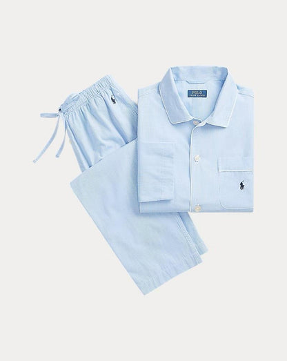Pigiama Polo Ralph Lauren con micro-gingham e logo ricamato