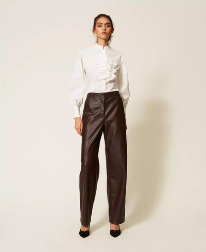Camicia Twinset Actitude in popeline con volant donna