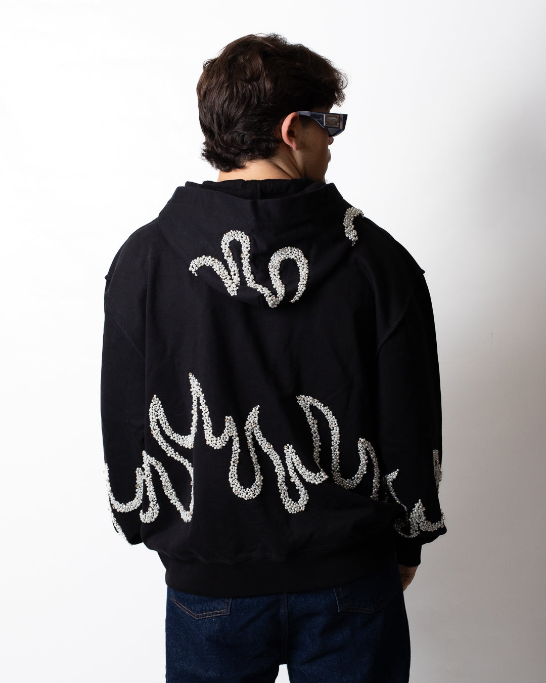 Felpa Barrow fullzip con cappuccio con perline e strass