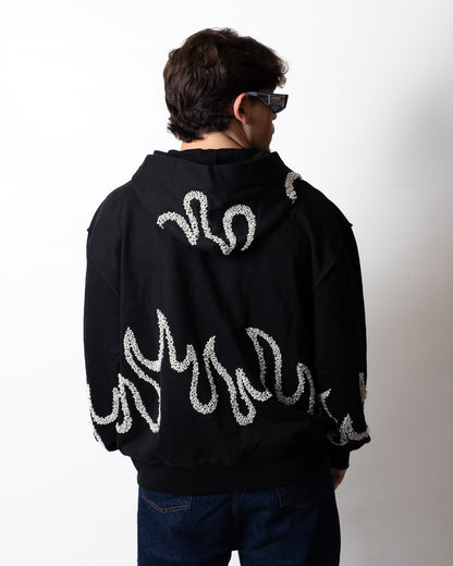 Felpa Barrow fullzip con cappuccio con perline e strass