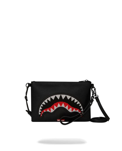 Pochette Sprayground nero fly knit mouth crossover clutch con tracolla