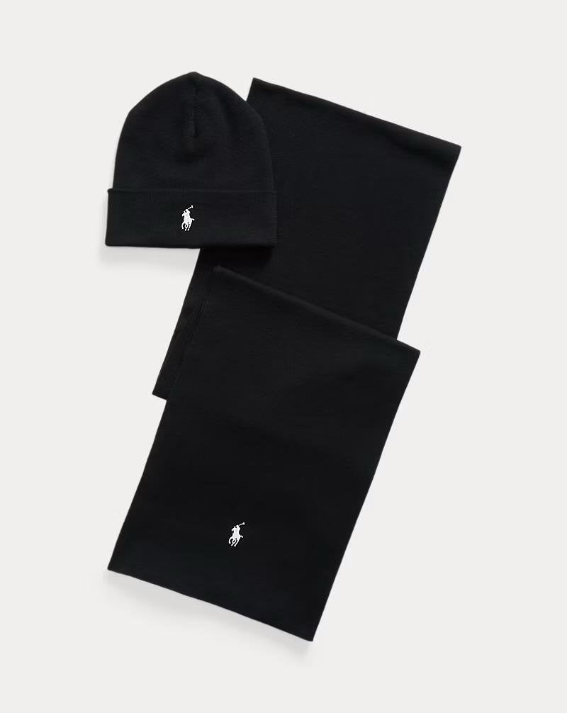 Cappello e sciarpa Polo Ralph Lauren con logo ricamato