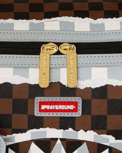 Borsa Sprayground marrone "CREAM AND BROWN TEAR CHECK MINI DUFFLE"