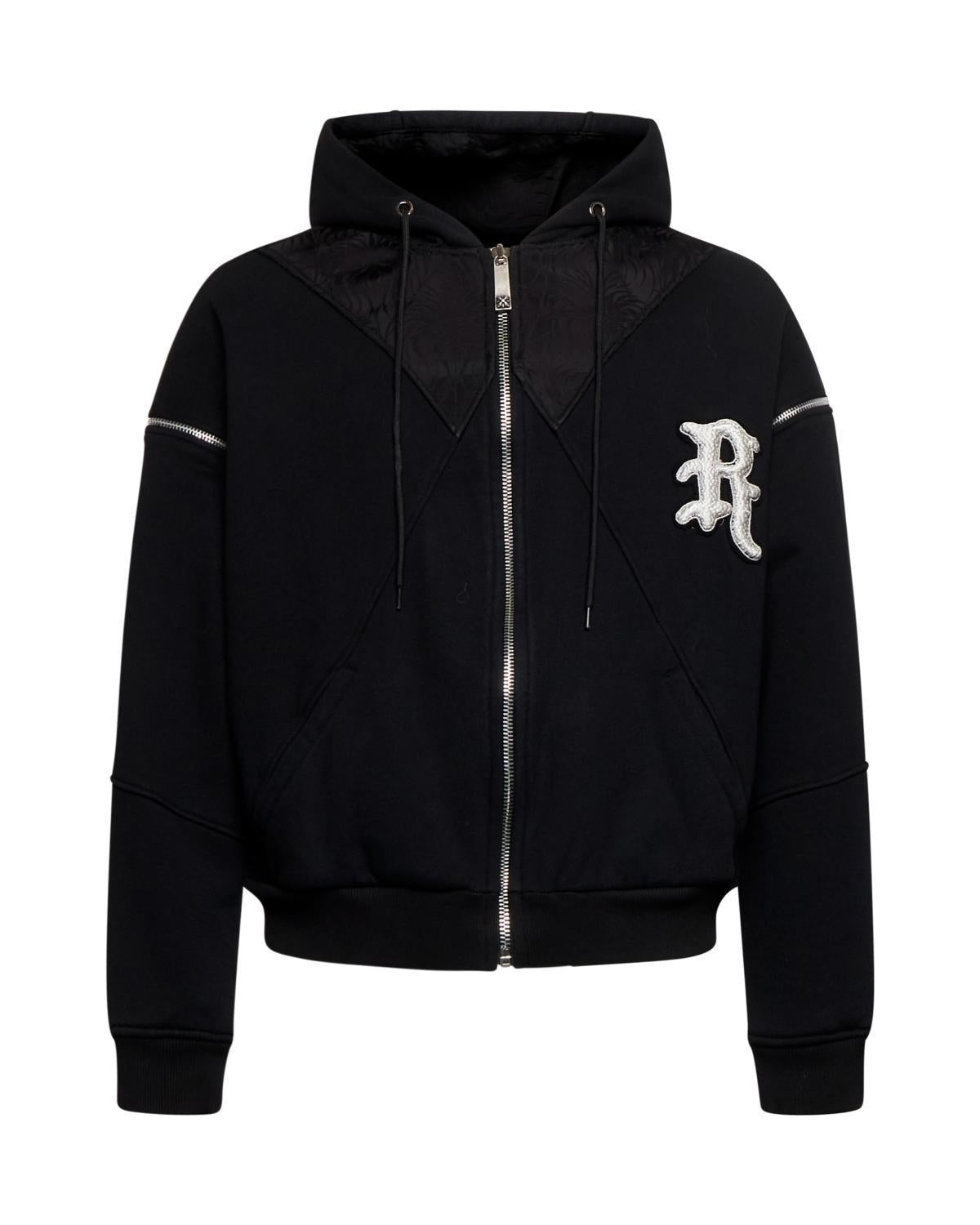 Felpa John Richmond fullzip con cappuccio e ricamo uomo