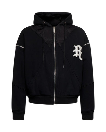 Felpa John Richmond fullzip con cappuccio e ricamo uomo