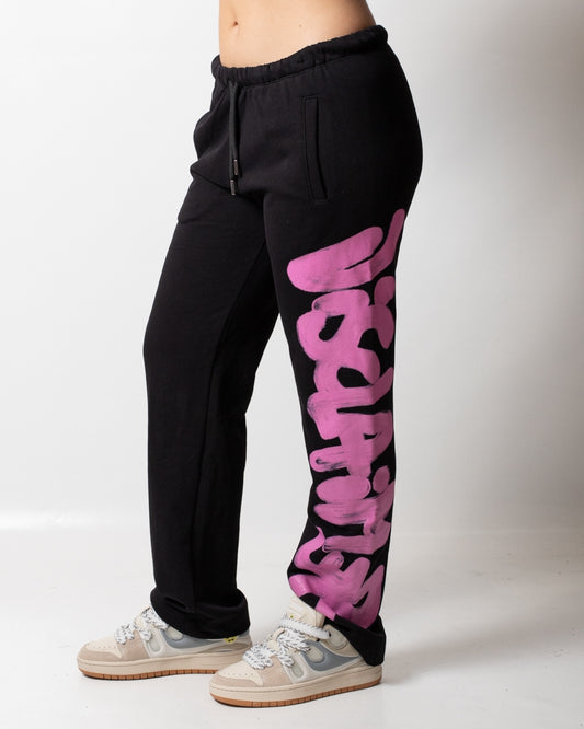 Pantalone Disclaimer in felpa con logo glitter donna