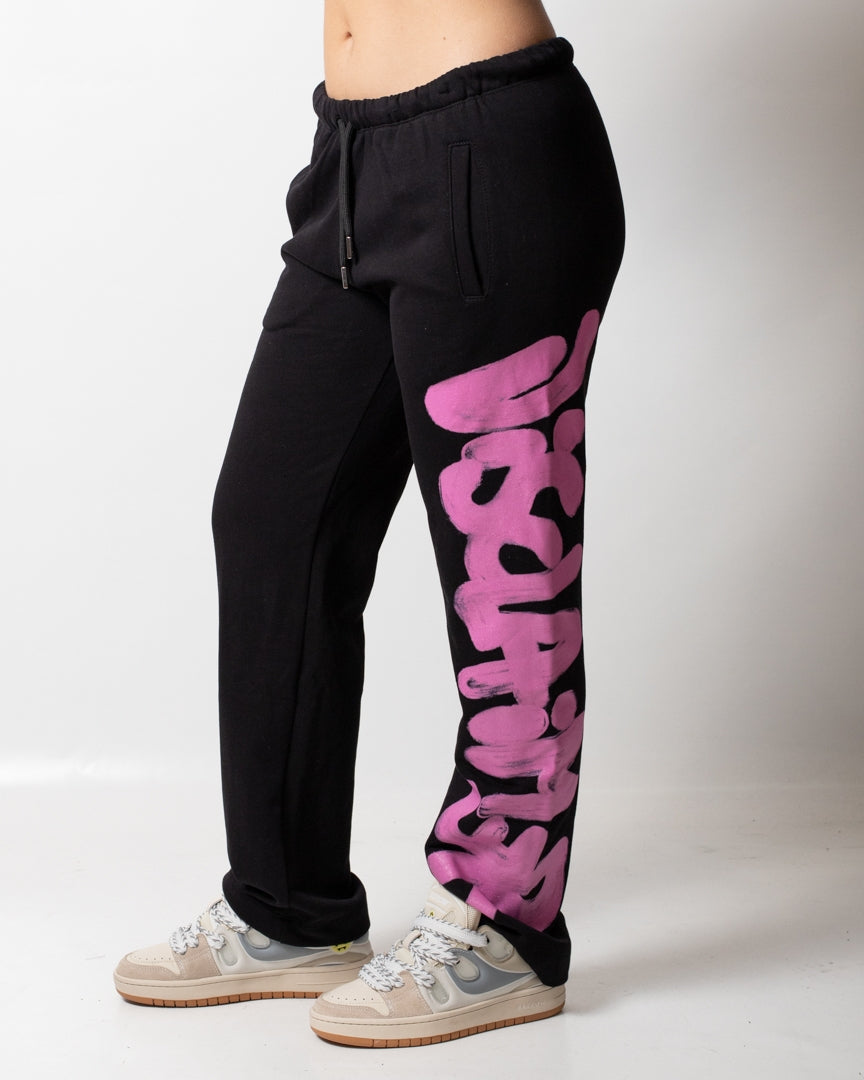 Pantalone Disclaimer in felpa con logo glitter donna