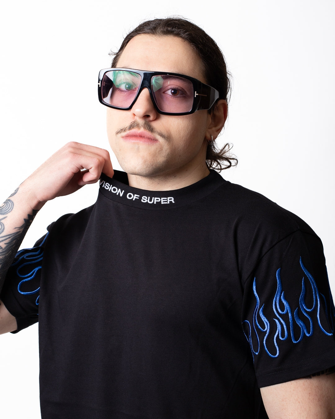 T-Shirt Vision of Super "Blue Flames" uomo