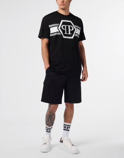 T-Shirt Philipp Plein Hexagon line con logo stampato uomo