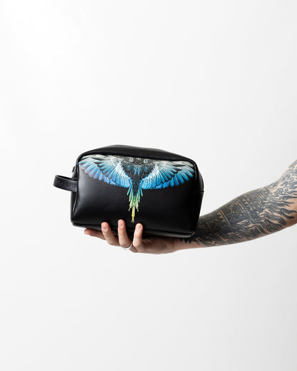 Pochette Marcelo Burlon in ecopelle "Icon Wings Royal" logato