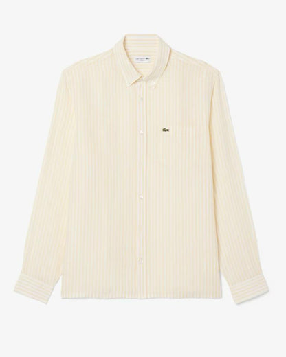 Camicia Lacoste regular in lino a strisce uomo