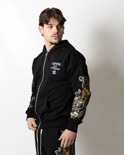 Felpa Comme des Fuckdown fullzip con cappuccio e stampe uomo