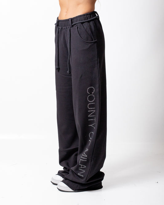 Pantalone Marcelo Burlon in felpa a taglio vivo con strass donna
