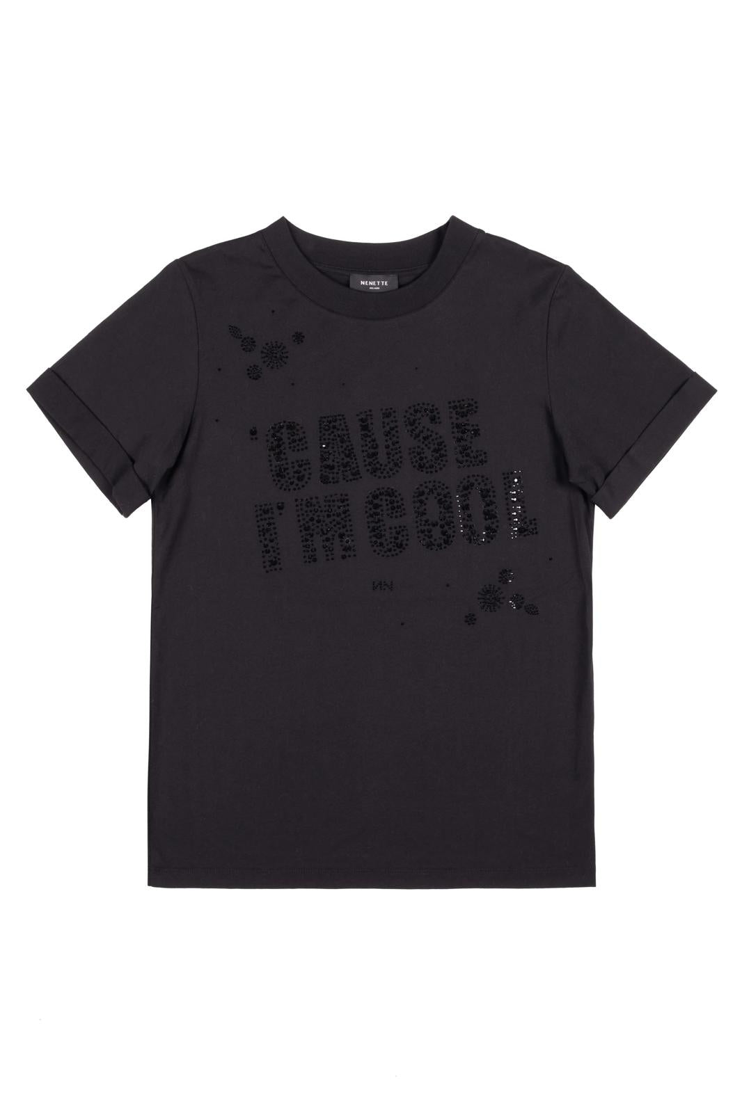 T-Shirt Nenette con strass tono su tono donna