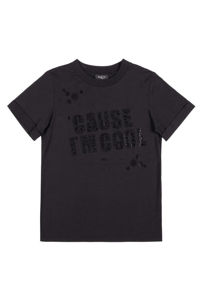 T-Shirt Nenette con strass tono su tono donna