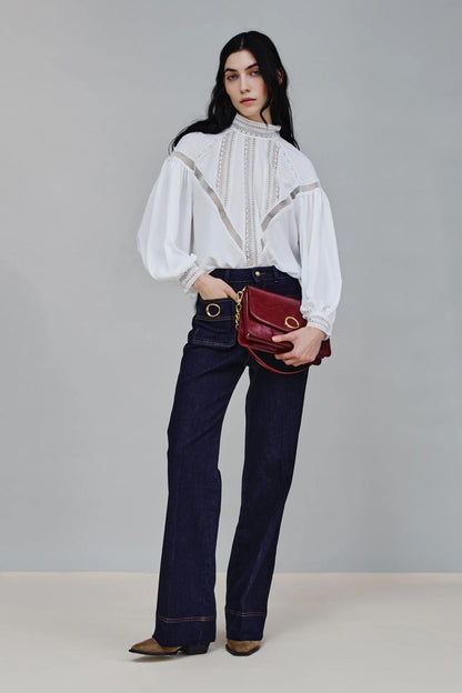 Pantalone Nenette flare con dettagli oro