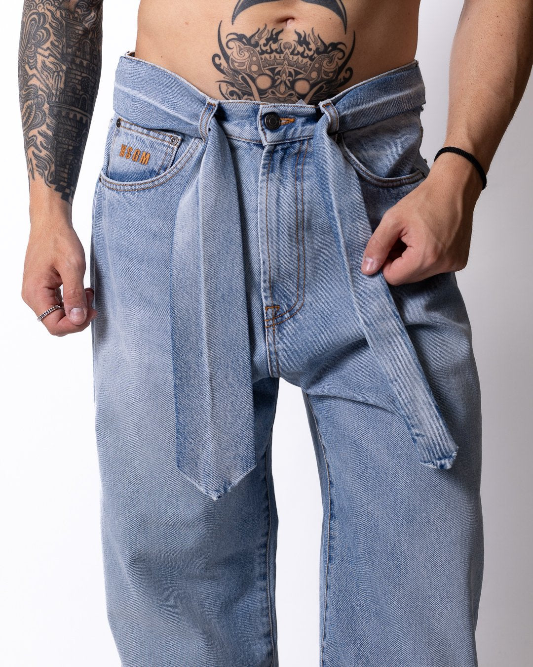 Jeans MSGM straight con cravatta