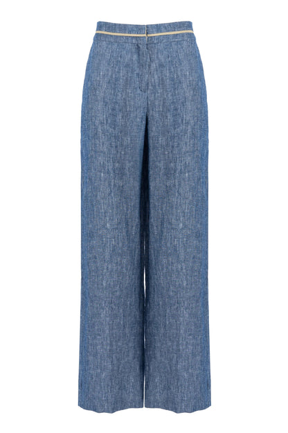 Pantalone Nenette in lino effetto denim donna