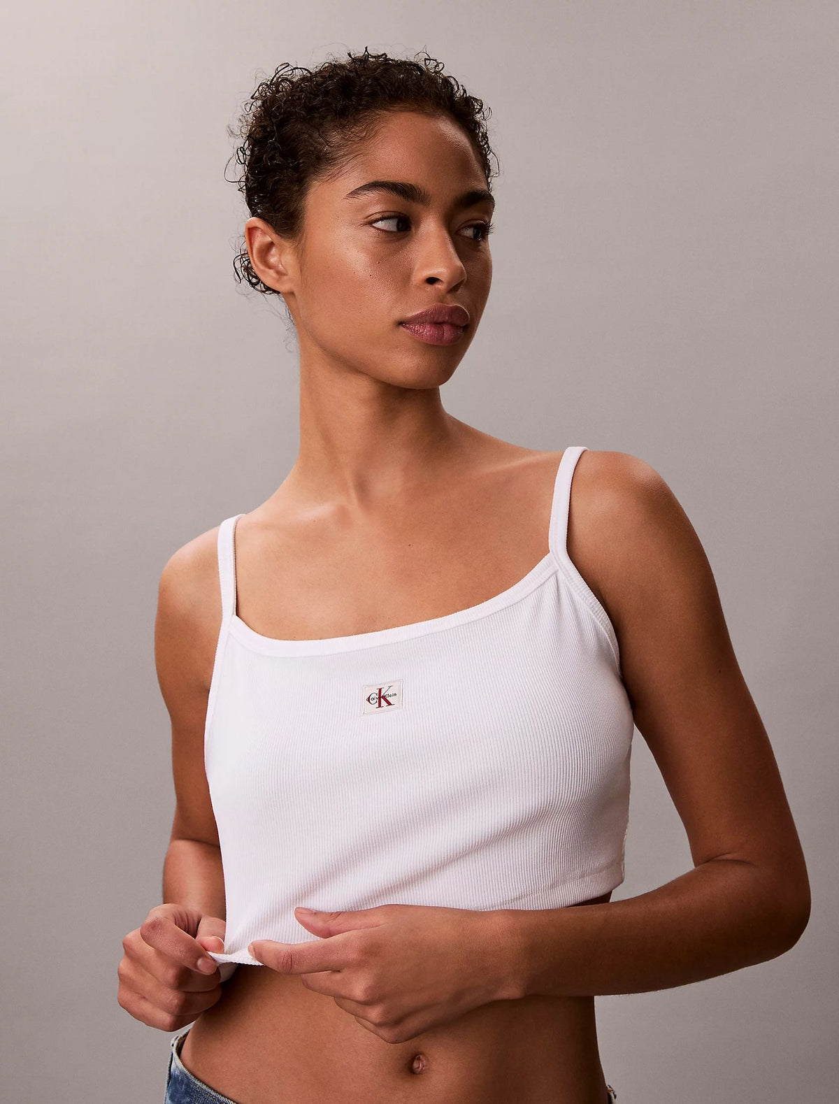 Top Calvin Klein in costina cropped donna