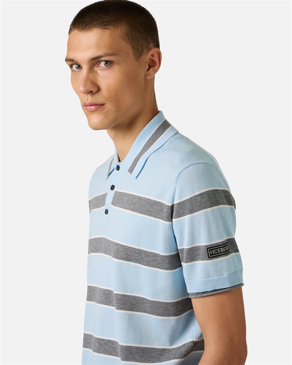 Polo Iceberg in maglia di cotone con colletto a contrasto
