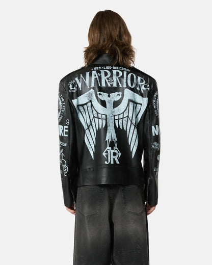 Giubbotto John Richmond in pelle con stampe uomo