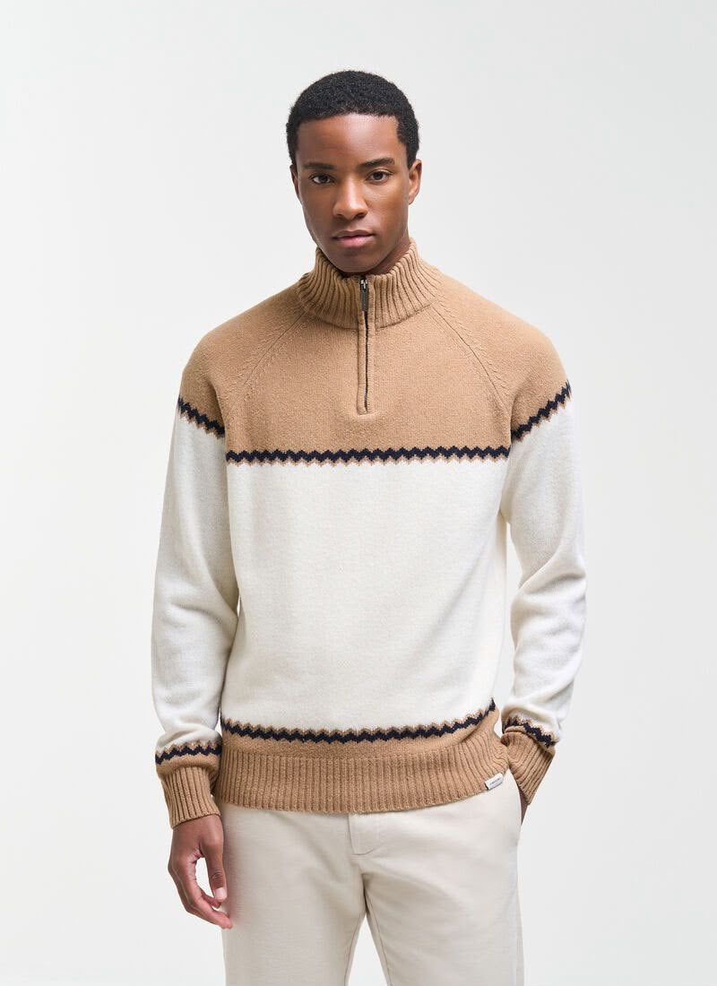 Maglia Colmar mezzazip con motivi jacquard uomo