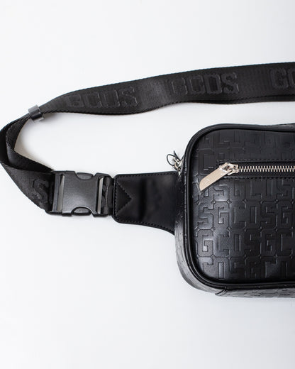 Tracolla GCDS in pelle con logo all-over