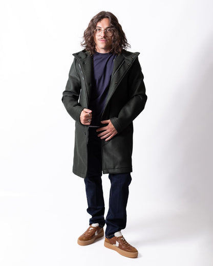 Cappotto Colmar lungo in panno di lana con cappuccio uomo