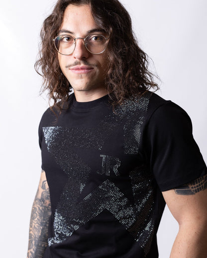 T-shirt John Richmond con logo "JR" e stella di brillantini