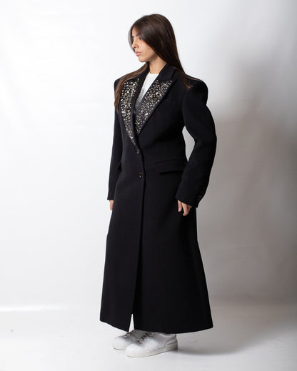 Cappotto John Richmond doppiopetto in lana con graffette, borchie e strass donna