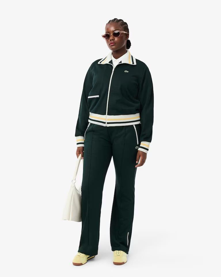 Felpa Lacoste fullzip in nylon con bordi a contrasto donna