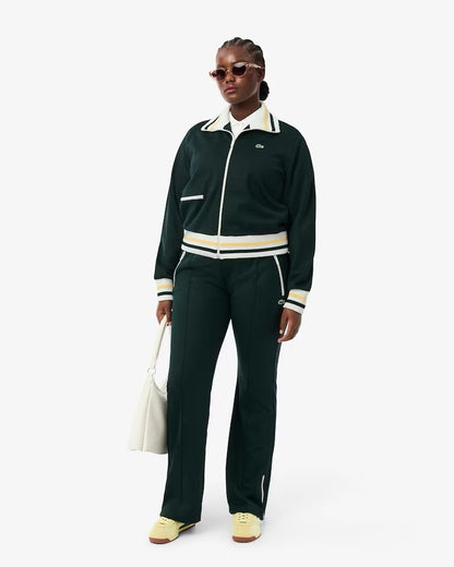 Felpa Lacoste fullzip in nylon con bordi a contrasto donna
